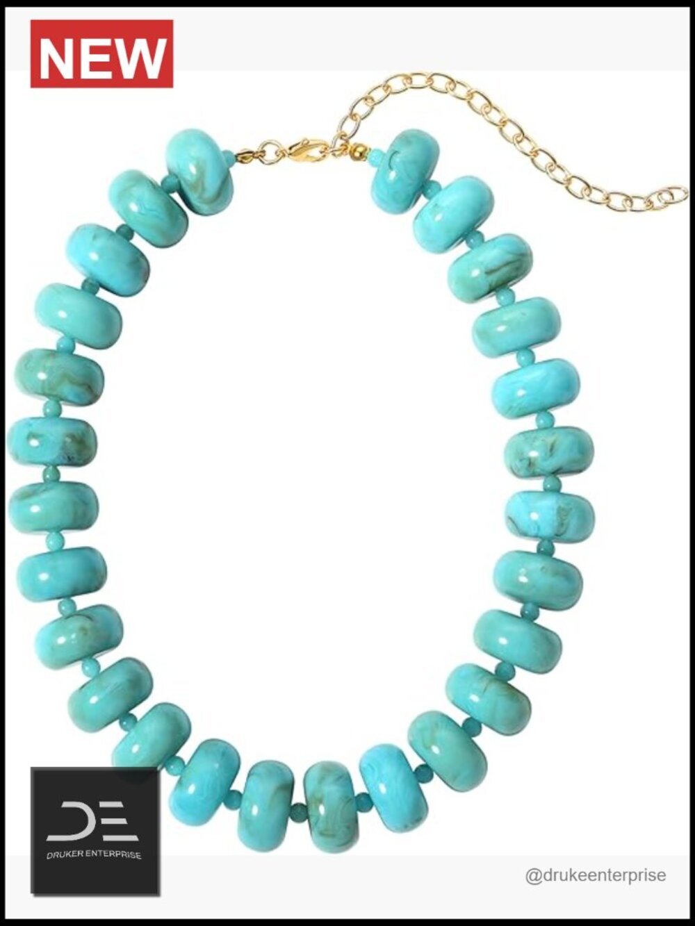Chunky Bead Necklace, Oversized Statement Chain, Fashion Jewelry for Women